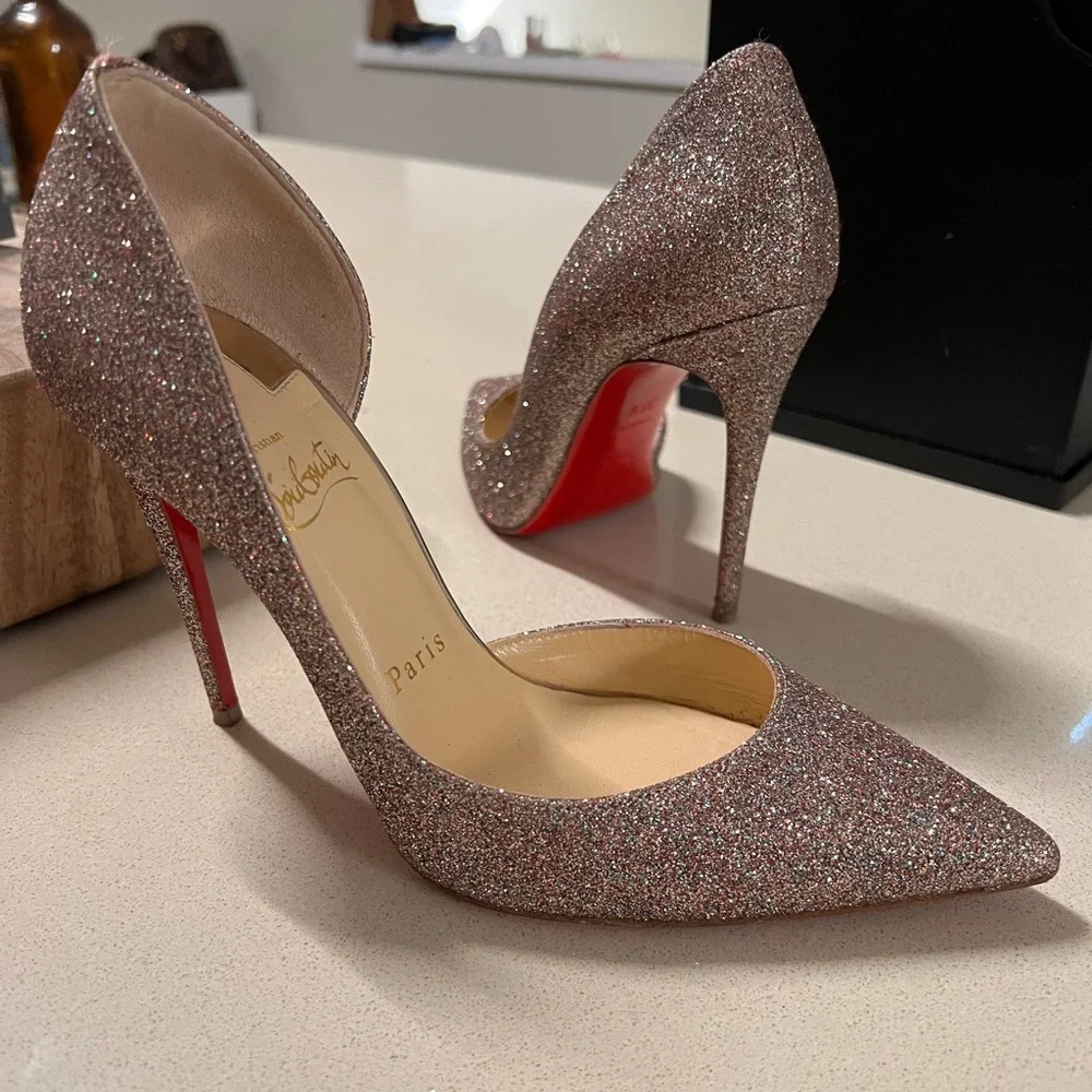 Louboutin Iriza Sparkle 100mm Sz 36.5 - Picture 1 of 7